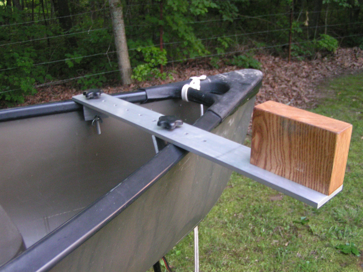 Canoe Trolling Motor Mount Bracket with Aluminum Crossbar and Solid Ash Motor Block